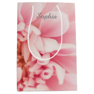 Grauer Skriptname, große rosa Blume Mittlere Geschenktüte