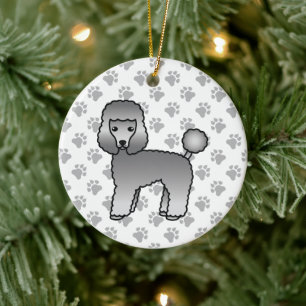 Grauer Spielzeugpudel Süßer Cartoon-Hund Keramik Ornament