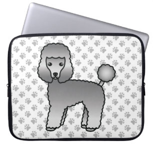 Grauer Spielzeugpudel Süßer Cartoon-Hund Laptopschutzhülle