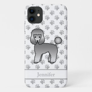 Grauer Spielzeugpudel Süßer Cartoon-Hund & Name Case-Mate iPhone Hülle
