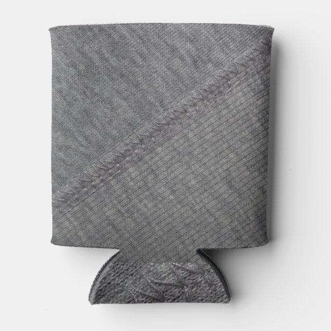 Grauer Stoff: abstrakt geheftete Textur. Dosenkühler (Vorderseite)