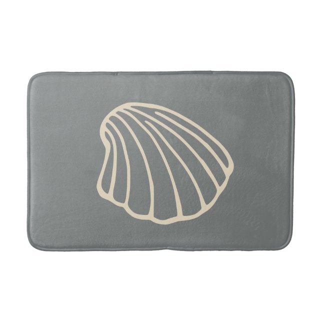 Grauer Strand Seashell Sea Badebad Rug Badematte (Vorderseite)