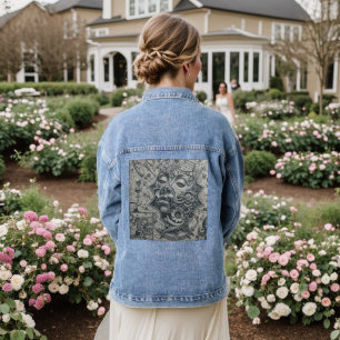 Grauer Surrealismus Jeansjacke
