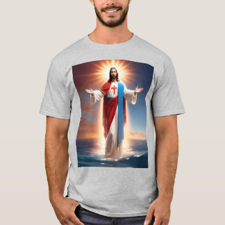 Grauer T - Shirt mit Jesus Christus, der Segnungen