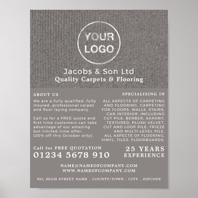 grauer Teppichboden, Teppichboden, Innenausstattun Poster (Vorne)