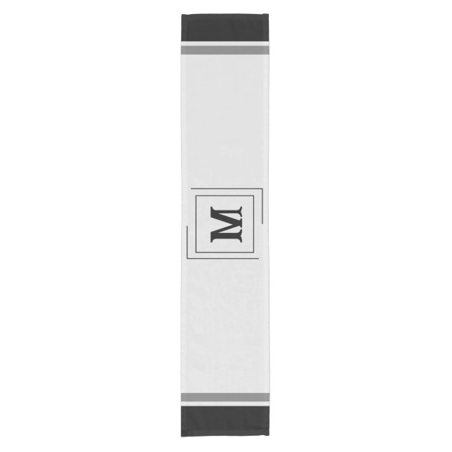 Grauer Tischläufer mit Nachname Letter 14 x 72" (Vorderseite)