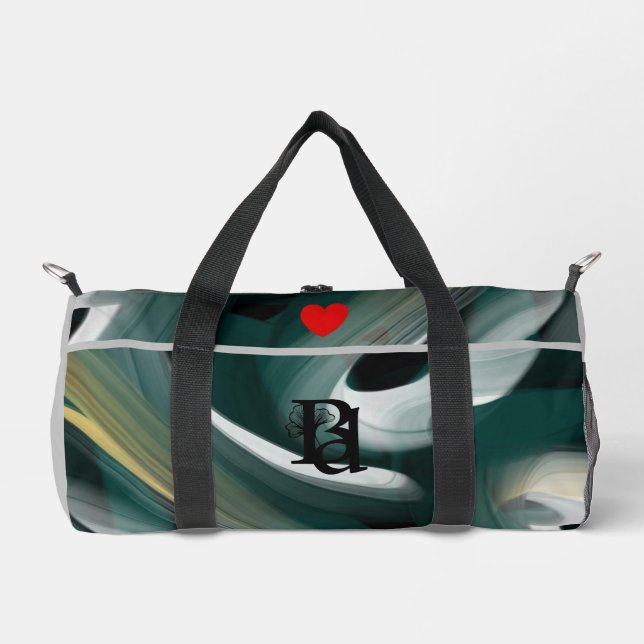 Grauer Trend für kleine Duffel Abstraktes Grünes G Duffle Bag (Vorderseite)