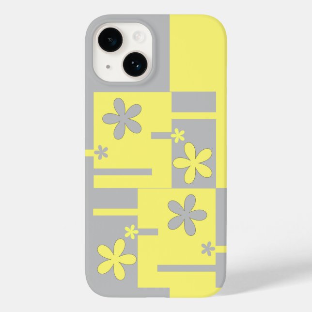 Grauer und gelber Druck, iPhone Case-Mate Hülle (Rückseite)