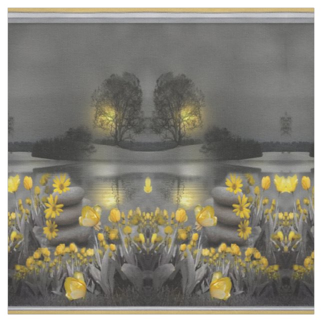 Grauer und gelber Hintergrund der Blume Stoff (Muster)