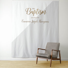 Grauer und goldener Junge moderne Taufe Wandteppich