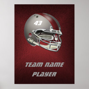 Grauer und kastanienbrauner Football-Helm Poster