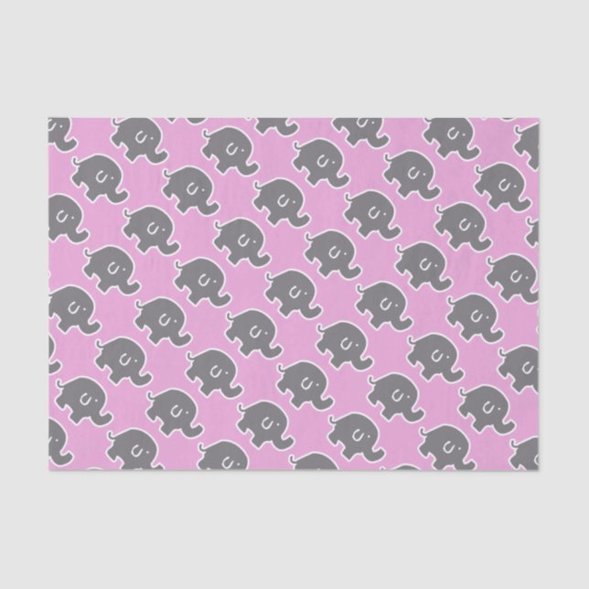 Grauer und rosa Elefant-Babyparty-Geschenk-Gewebe Seidenpapier (Vorderseite)