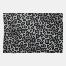 Grauer und schwarzer Leopard-Tierdruck Handtuch
