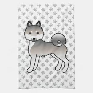 Grauer und weißer Alaskan Klee Kai Niedlicher Cart Geschirrtuch