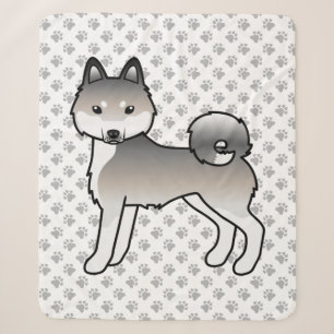 Grauer und weißer Alaskan Klee Kai Niedlicher Cart Sherpadecke