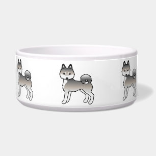 Grauer und weißer Alaskan Klee Kai süßer Cartoon-H Napf