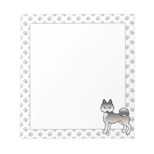 Grauer und weißer Alaskan Klee Kai süßer Cartoon-H Notizblock
