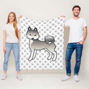 Grauer und weißer Alaskan Klee Kai süßer Hund & Pf Fleecedecke