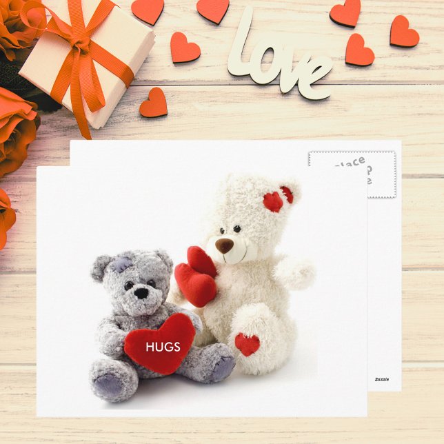 Grauer und weißer Bär mit Herzpostkarte Postkarte (Gray and White Bear with Heart Postcard)