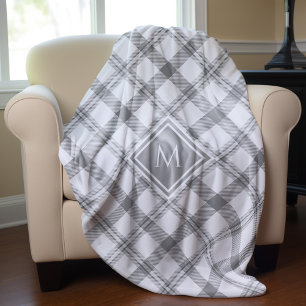 Grauer und weißer Bauernhof Tartan Kariert und Mon Sherpadecke