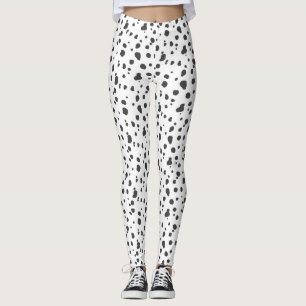 Grauer und weißer Dalmatiner-Druck Leggings