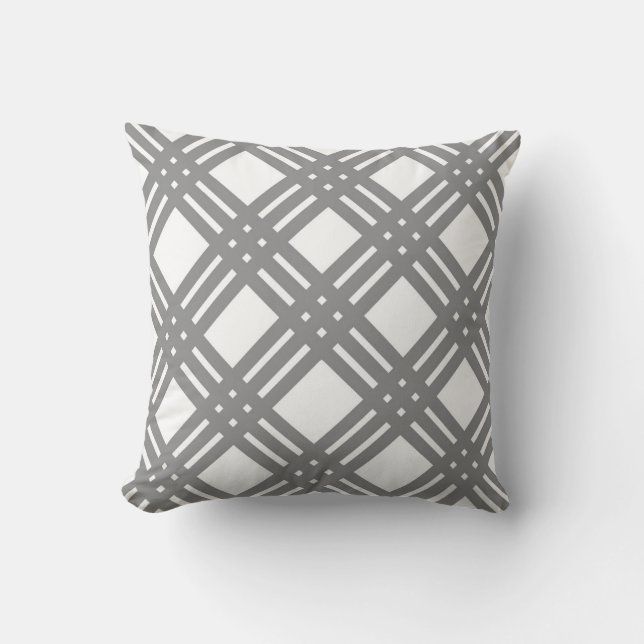 Grauer und weißer Gingham Kissen (Vorderseite)