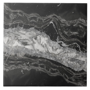 Grauer und weißer Marmor und abstrakt silber Fliese