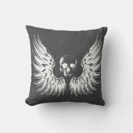 Grauer und weißer Rock Angel Wings Skull Kissen