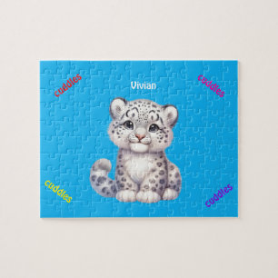 Grauer und weißer Schneeleopard Puzzle