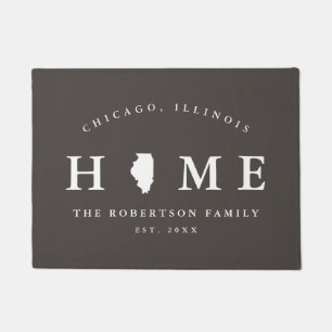 Grauer und weißer Staat von Illinois Map Mat, Door Fußmatte