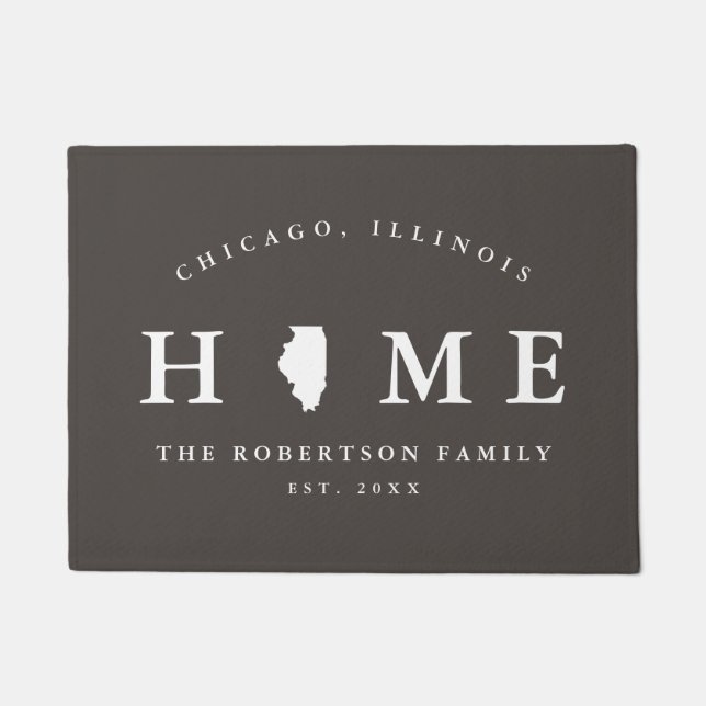 Grauer und weißer Staat von Illinois Map Mat, Door Fußmatte (Vorderseite)