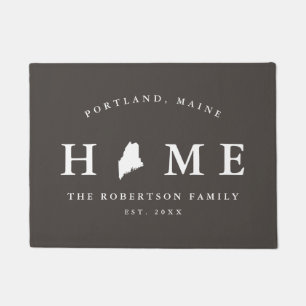 Grauer und weißer Staat von Maine Map Mat, Doormat Fußmatte