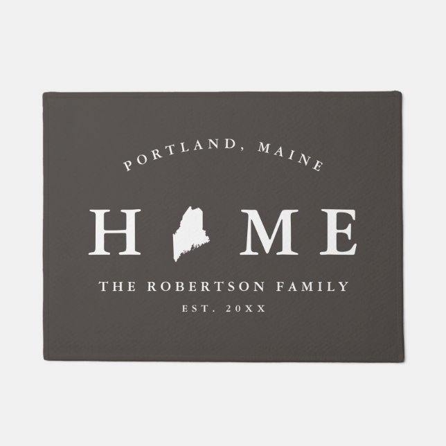 Grauer und weißer Staat von Maine Map Mat, Doormat Fußmatte (Vorderseite)