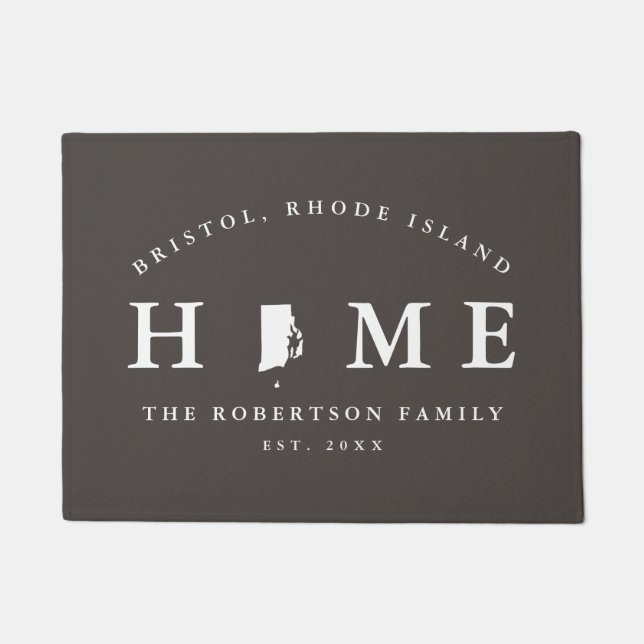 Grauer und weißer Staat von Rhode Island Map Mat, Fußmatte (Vorderseite)