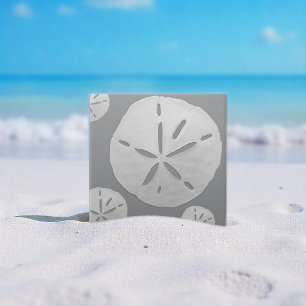 Grauer und weißer tropischer Strand Sanddollar Fliese