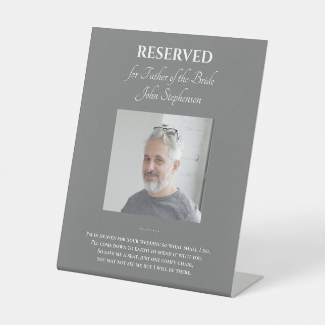 Grauer Vater von Bride Foto Gedicht Gedenkhochzeit Sockelschild (Vorderseite)