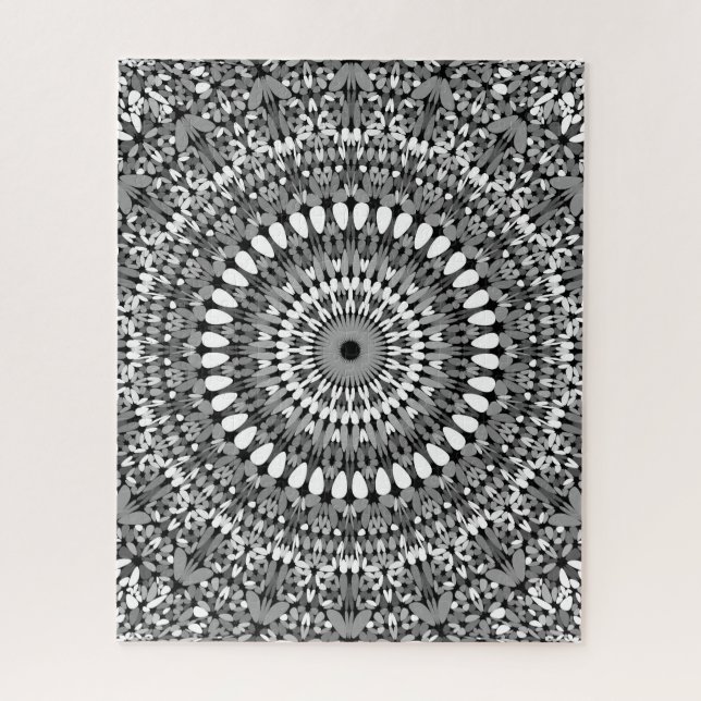 Grauer verzierter KiesMandala Puzzle (Vertikal)