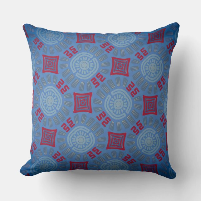 Grauer viereckiger Kissen Jimette Design blaues (Vorderseite)