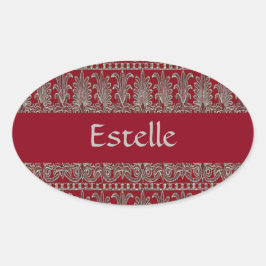 Grauer Viktorianischer Ziermaron Ovaler Aufkleber