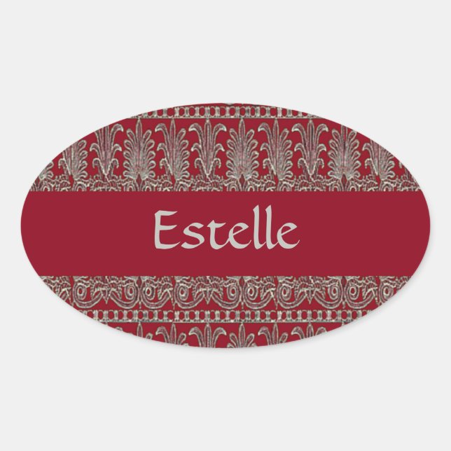 Grauer Viktorianischer Ziermaron Ovaler Aufkleber (Vorderseite)