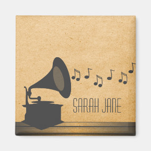 Grauer Vintage-Grammophon-Magnet Magnet