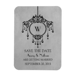 Grauer Vintage-Kronleuchter Save the Date Magnet
