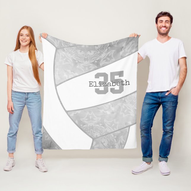 Grauer Volleyball-individuelle Name Fleecedecke (Beispiel)
