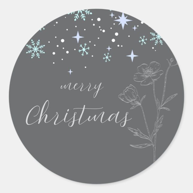 Grauer Weihnachtssticker Runder Aufkleber (Vorderseite)