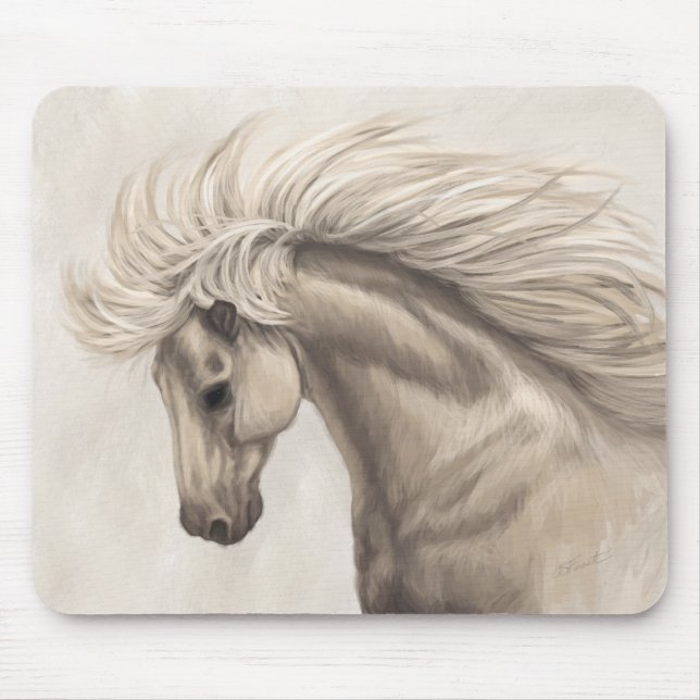 Grauer weißer Elfenbein Wild Mane Mousepad (Vorne)