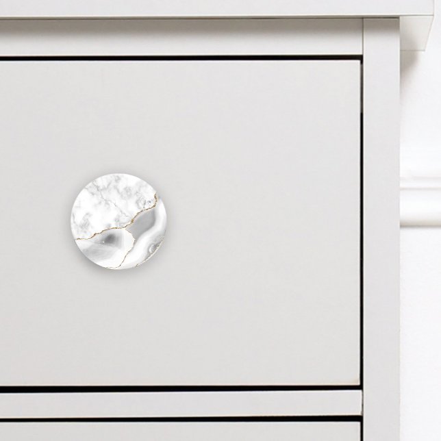 Grauer weißer Marmor Agate Gold Glitzer Keramikknauf (Von Creator hochgeladen)