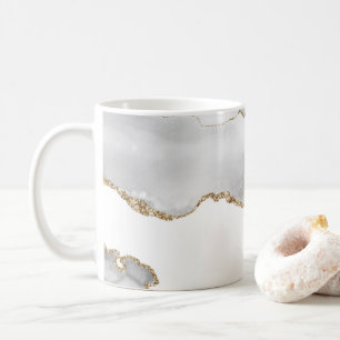 Grauer weißer Marmor Agate Raffinierter Goldener G Kaffeetasse
