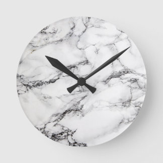 Grauer weißer Marmor Runde Wanduhr