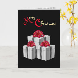 Grauer weißer Pinstripe Red Bow präsentiert auf Sc Karte