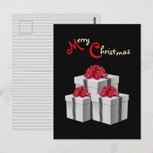 Grauer weißer Pinstripe Red Bow präsentiert auf Sc Postkarte